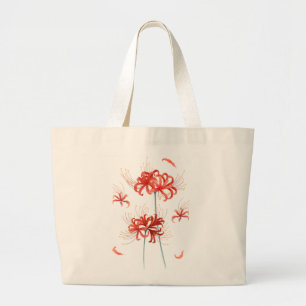 Red Spider Lily' Botanical Artistic Large Tote Bag