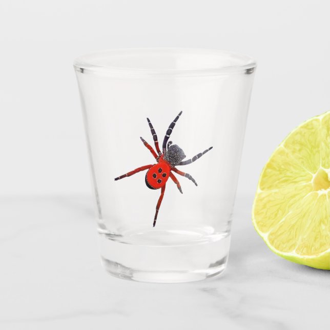 Red spider shot glass (Front)