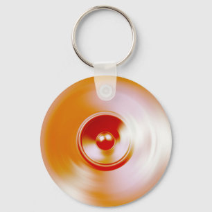 Red spinning music speaker key ring