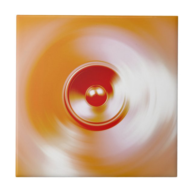 Red spinning music speaker tile (Front)