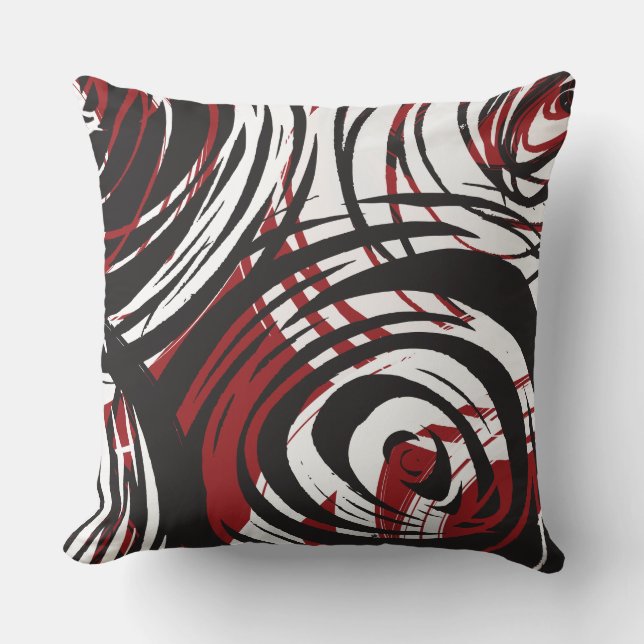RED SPIRAL DESIGN 2 Retro Throw Pillow (Front)