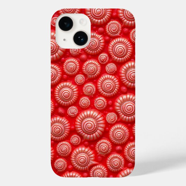 Red Spiral Pattern iPhone Case Bold Design (Back)
