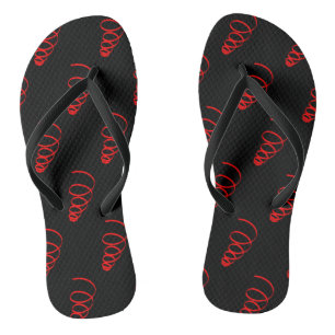 Red Spiral World Shapes Pattern Flip Flops