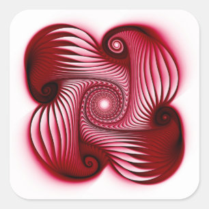 Red spirals shape square sticker