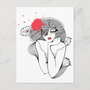 Red Splash girl Postcard