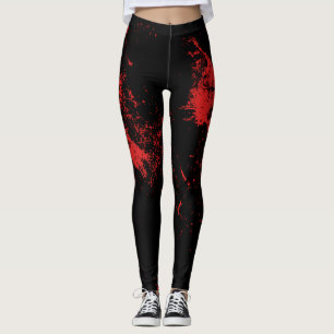 Red Splashed Black Leggings