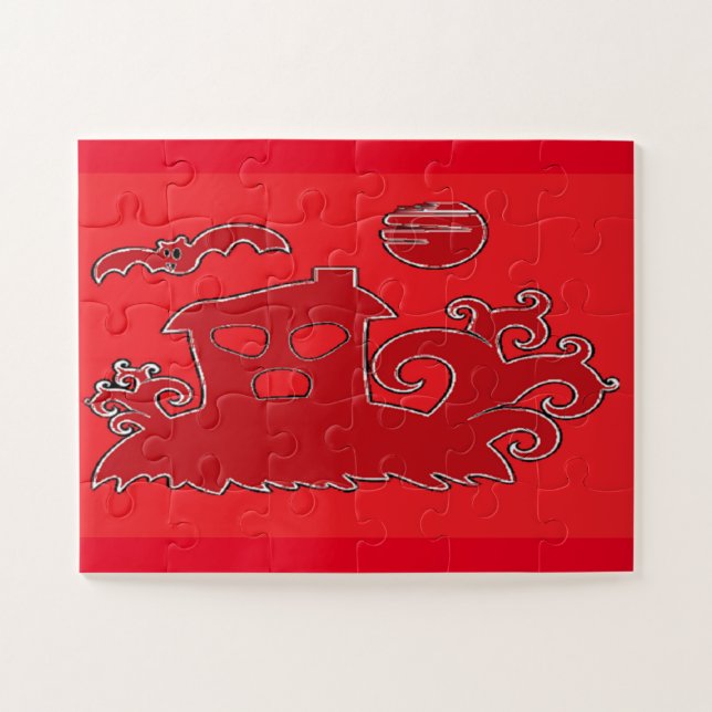 Red spooky house jigsaw puzzle (Horizontal)
