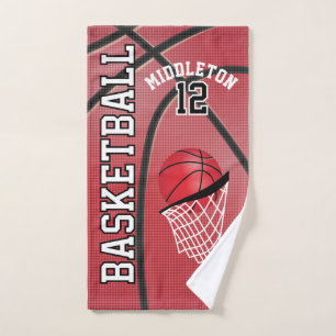 Red Sport 🏀 Basketball   DIY Text Hand Towel
