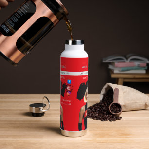 red sport fit athlete slim woman water bottle