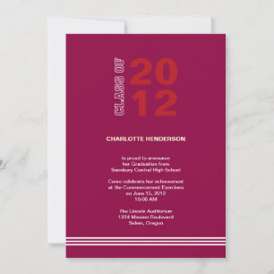 Red sport stripe graduation class invitation