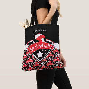 Red Sport Volleyball   DIY Text Tote Bag