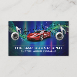 Red Sports Car   Audio Music Notes Business Card