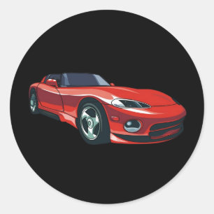 Red Sports Car Classic Round Sticker