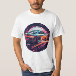 Red Sports Car in Modern Surreal Artistic Tunnel T-Shirt