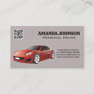 Red Sports Car   Leather   QR Code Business Card