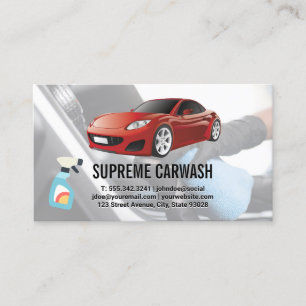 Red Sports Car Logo   Auto Detailing Interior  Business Card
