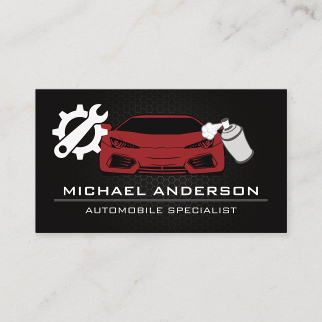 Red Sports Car | Mechanic Services Business Card (Front)
