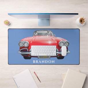 Red Sport's Car, Personalise Name Desk Mat
