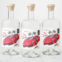 Red Sports Car Racing Theme Party Invite thank you
