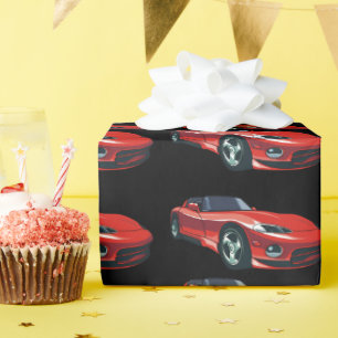 Red Sports Car Wrapping Paper