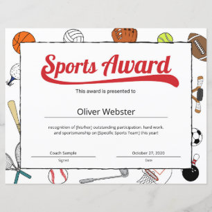 Red Sports Certificate Templates Award