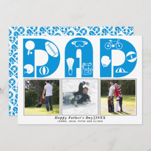 Red sports Dad Father's Day blue photo card