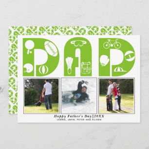 Red sports Dad Father's Day green photo card