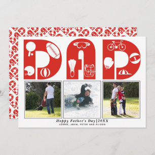 Red sports Dad Father's Day photo card