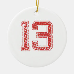 Red Sports Jerzee Number 13 Ceramic Tree Decoration