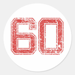 Red Sports Jerzee Number 60 Classic Round Sticker