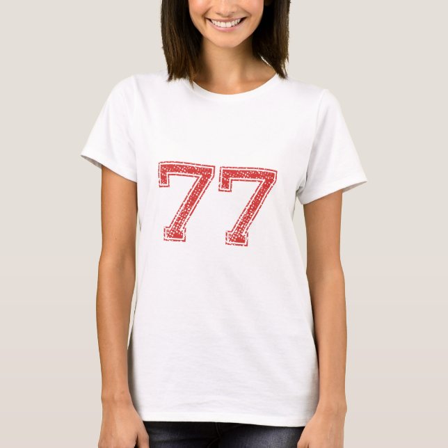 Red Sports Jerzee Number 77 T-Shirt (Front)