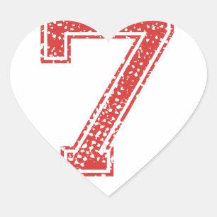 Red Sports Jerzee Number 7 Heart Sticker