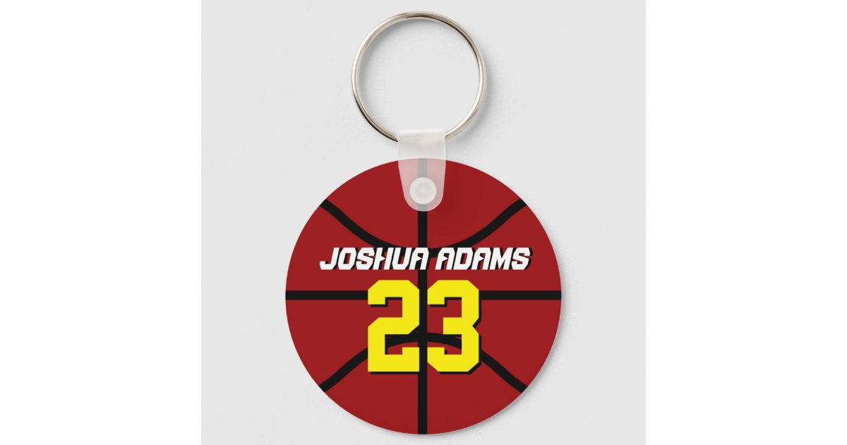 Red Sports Team Athletes Basketball Keychain Zazzle
