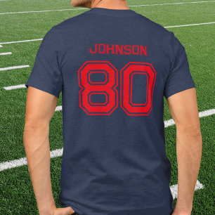 Red Sports Team Custom Name, Number, Team Navy Tri-Blend Shirt