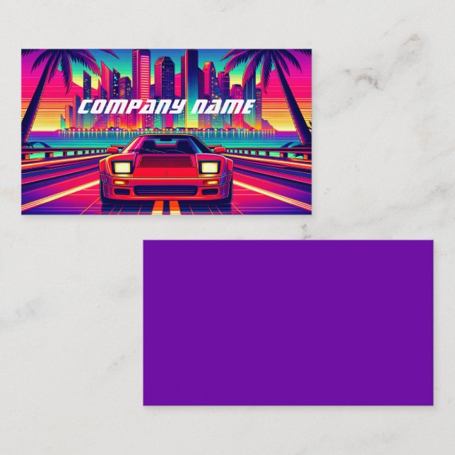 Red Sportscar in a Tropical City Business Card (Front/Back)