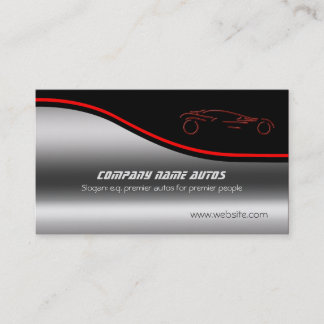 Red Sportscar on steel-effect, Car sales showroom Business Card