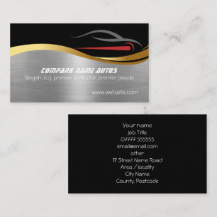 Red Sportscar on steel-effect, Car sales showroom  Business Card
