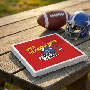 Red Sporty Football Celebration Kids Birthday Napkin