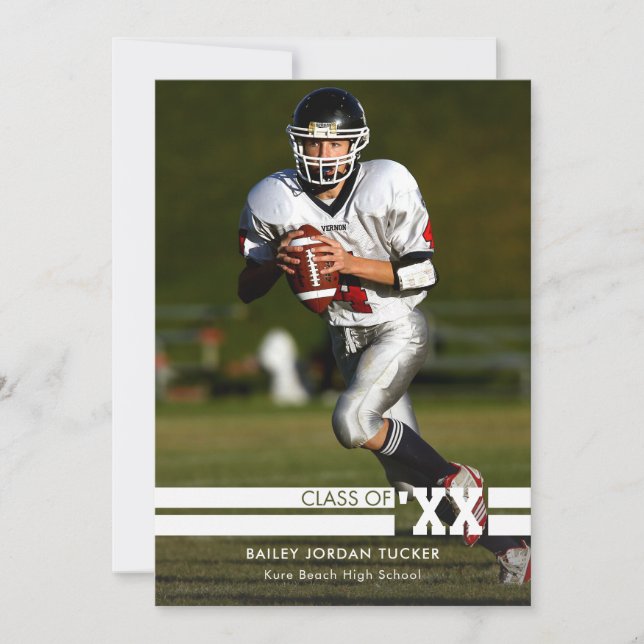 Red Sporty Photo Graduation Announcement (Front)