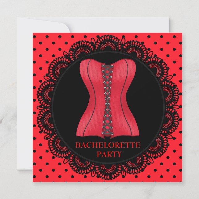 RED SPOT CORSET BACHELORETTE PARTY INVITATION (Front)