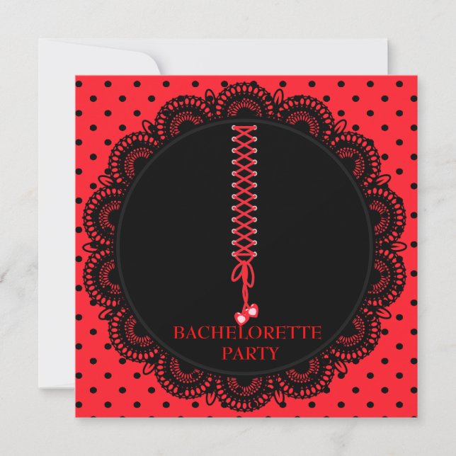 RED SPOT LACE BACHELORETTE PARTY INVITATION (Front)