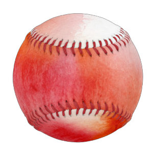 Red spot, watercolor abstract hand painted baseball
