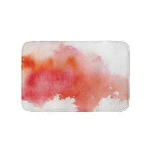 Red spot, watercolor abstract hand painted bath mat