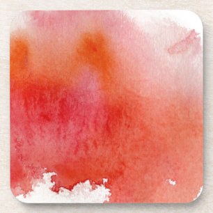 Red spot, watercolor abstract hand painted coaster