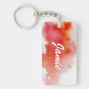 Red spot, watercolor abstract hand painted key ring
