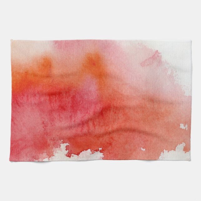 Red spot, watercolor abstract hand painted tea towel (Horizontal)