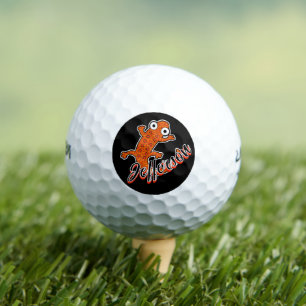 Red Spotted Newt on Black Personalised Tail Golf Balls