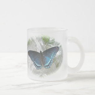 Red Spotted Purple Butterfly Frosted Glass Coffee Mug