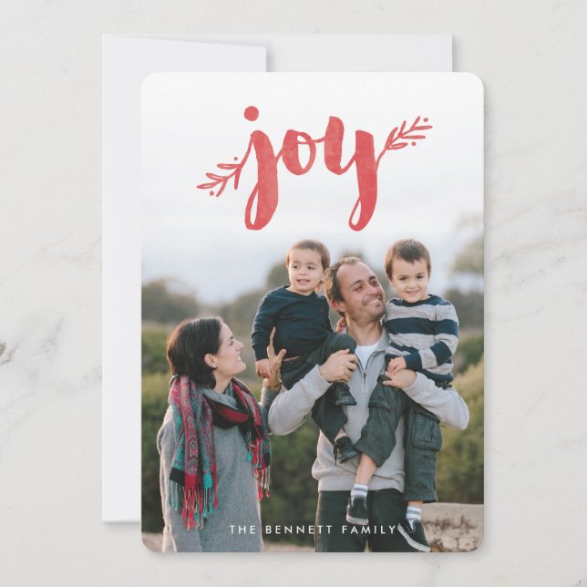 Red Sprigs of Joy Christmas Holiday Photo Card (Front)
