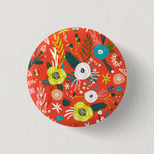 Red Spring Blooming Floral Blossom Garden 3 Cm Round Badge